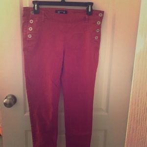 Red skinny jeans